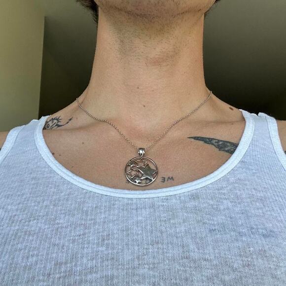 Vintage 00s Y2K Silver Chunky Star Charm Pendant Neclace - Picture 5 of 6